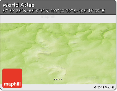 Physical 3D Map of the Area around 67° 49' 45" N, 106° 19' 29" E