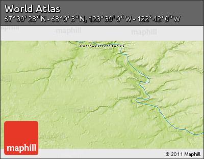 Physical 3D Map of the Area around 67°&nbsp;49'&nbsp;45"&nbsp;N,&nbsp;123°&nbsp;10'&nbsp;30"&nbsp;W