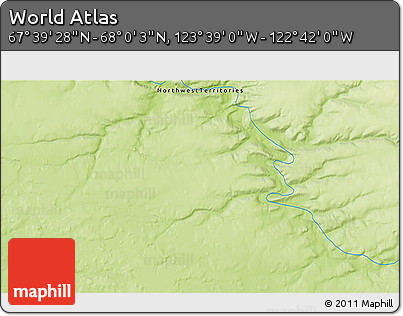 Physical 3D Map of the Area around 67°&nbsp;49'&nbsp;45"&nbsp;N,&nbsp;123°&nbsp;10'&nbsp;30"&nbsp;W