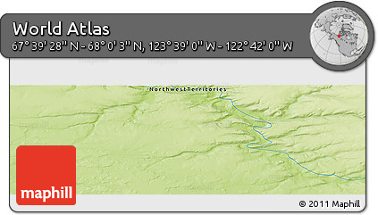 Physical Panoramic Map of the Area around 67°&nbsp;49'&nbsp;45"&nbsp;N,&nbsp;123°&nbsp;10'&nbsp;30"&nbsp;W