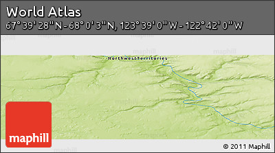 Physical Panoramic Map of the Area around 67°&nbsp;49'&nbsp;45"&nbsp;N,&nbsp;123°&nbsp;10'&nbsp;30"&nbsp;W