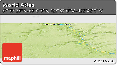 Physical Panoramic Map of the Area around 67°&nbsp;49'&nbsp;45"&nbsp;N,&nbsp;123°&nbsp;10'&nbsp;30"&nbsp;W