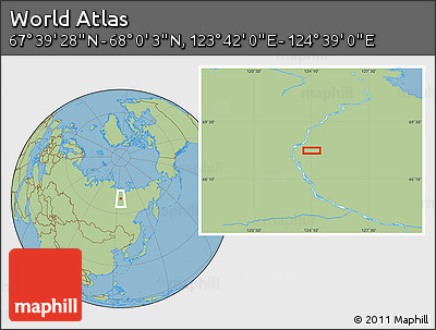 Savanna Style Location Map of the Area around 67° 49' 45" N, 124° 10' 30" E