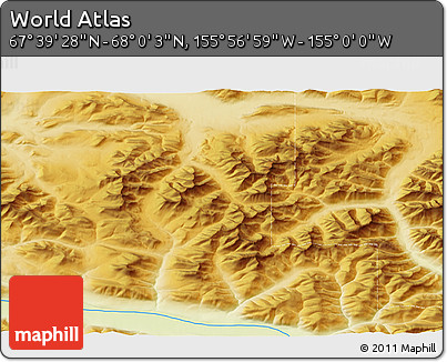 Physical 3D Map of the Area around 67° 49' 45" N, 155° 28' 29" W