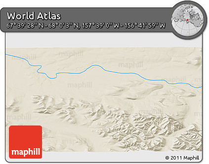 Shaded Relief 3D Map of the Area around 67° 49' 45" N, 157° 10' 30" W