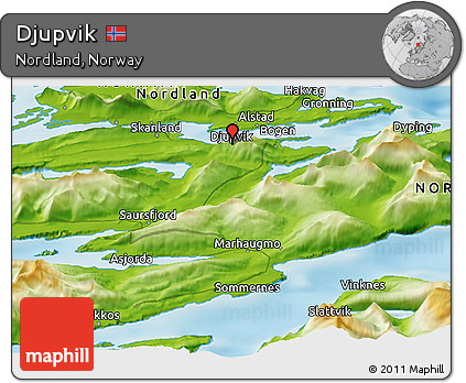 Physical Panoramic Map of Djupvik