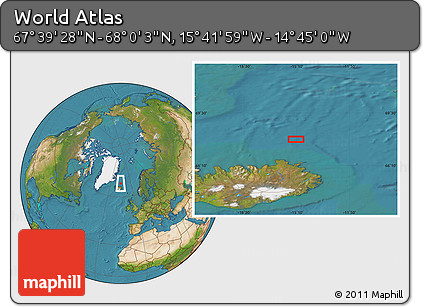 Satellite Location Map of the Area around 67° 49' 45" N, 15° 13' 29" W
