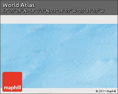 Shaded Relief 3D Map of the Area around 67° 49' 45" N, 21° 10' 29" W