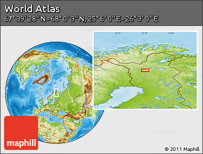 Physical Location Map of the Area around 67° 49' 45" N, 25° 34' 30" E