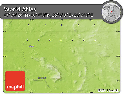 Physical Map of the Area around 67° 49' 45" N, 25° 34' 30" E