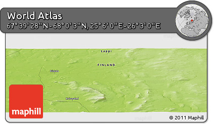Physical Panoramic Map of the Area around 67° 49' 45" N, 25° 34' 30" E