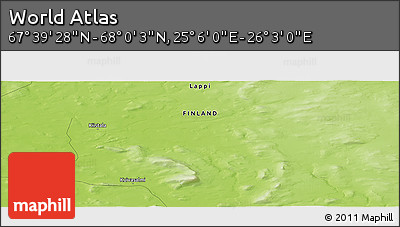Physical Panoramic Map of the Area around 67° 49' 45" N, 25° 34' 30" E