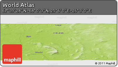 Physical Panoramic Map of the Area around 67° 49' 45" N, 25° 34' 30" E