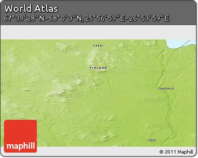 Physical 3D Map of the Area around 67° 49' 45" N, 26° 25' 29" E