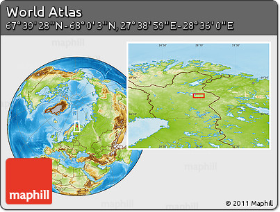 Physical Location Map of the Area around 67° 49' 45" N, 28° 7' 30" E