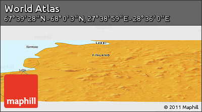 Political Panoramic Map of the Area around 67° 49' 45" N, 28° 7' 30" E