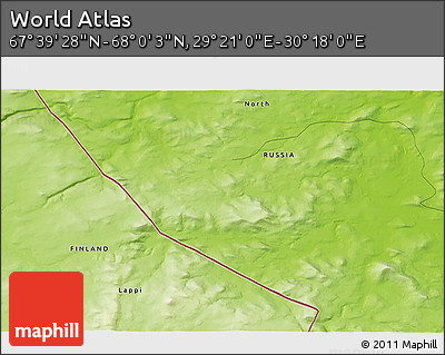 Physical 3D Map of the Area around 67° 49' 45" N, 29° 49' 30" E