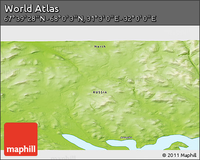 Physical 3D Map of the Area around 67° 49' 45" N, 31° 31' 29" E
