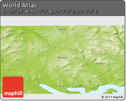 Physical 3D Map of the Area around 67° 49' 45" N, 31° 31' 29" E