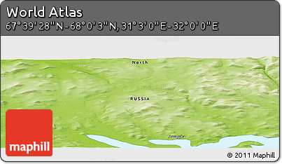 Physical Panoramic Map of the Area around 67° 49' 45" N, 31° 31' 29" E