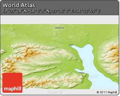 Physical 3D Map of the Area around 67° 49' 45" N, 34° 4' 30" E