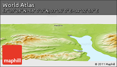 Physical Panoramic Map of the Area around 67° 49' 45" N, 34° 4' 30" E