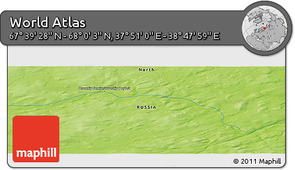 Physical Panoramic Map of the Area around 67° 49' 45" N, 38° 19' 30" E