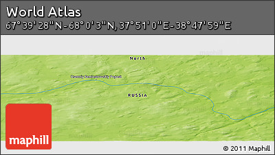 Physical Panoramic Map of the Area around 67° 49' 45" N, 38° 19' 30" E
