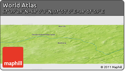 Physical Panoramic Map of the Area around 67° 49' 45" N, 38° 19' 30" E