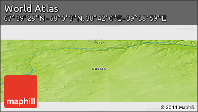 Physical Panoramic Map of the Area around 67° 49' 45" N, 39° 10' 29" E