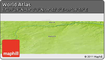 Physical Panoramic Map of the Area around 67° 49' 45" N, 39° 10' 29" E