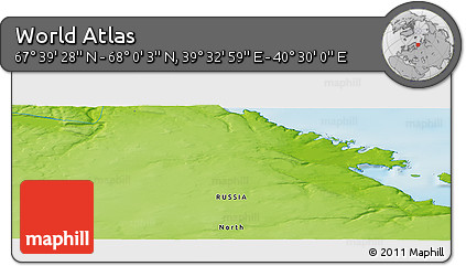 Physical Panoramic Map of the Area around 67° 49' 45" N, 40° 1' 29" E