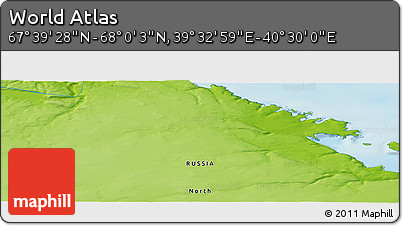 Physical Panoramic Map of the Area around 67° 49' 45" N, 40° 1' 29" E
