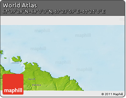 Physical 3D Map of the Area around 67° 49' 45" N, 40° 52' 30" E