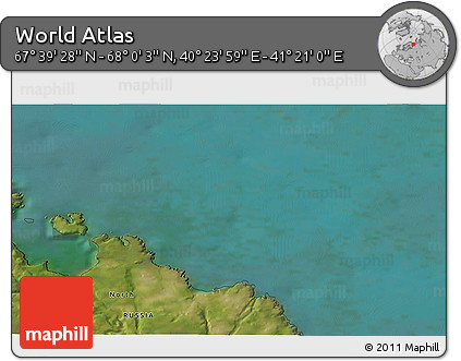 Satellite 3D Map of the Area around 67° 49' 45" N, 40° 52' 30" E
