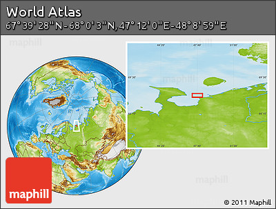 Physical Location Map of the Area around 67° 49' 45" N, 47° 40' 29" E