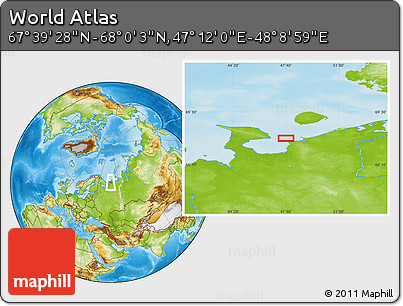 Physical Location Map of the Area around 67° 49' 45" N, 47° 40' 29" E