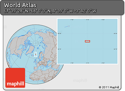 Gray Location Map of the Area around 67° 49' 45" N, 4° 10' 30" W