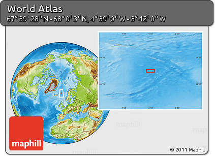 Physical Location Map of the Area around 67° 49' 45" N, 4° 10' 30" W
