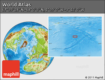Physical Location Map of the Area around 67° 49' 45" N, 4° 10' 30" W