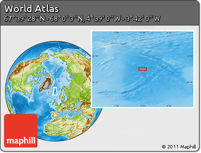 Physical Location Map of the Area around 67° 49' 45" N, 4° 10' 30" W