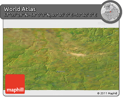 Satellite 3D Map of the Area around 67° 49' 45" N, 50° 13' 30" E