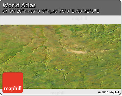 Satellite 3D Map of the Area around 67° 49' 45" N, 50° 13' 30" E