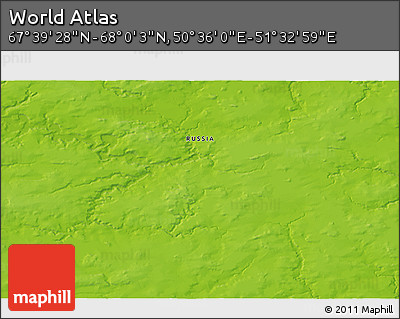 Physical 3D Map of the Area around 67° 49' 45" N, 51° 4' 30" E