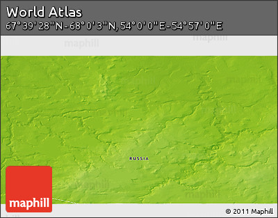 Physical 3D Map of the Area around 67° 49' 45" N, 54° 28' 30" E