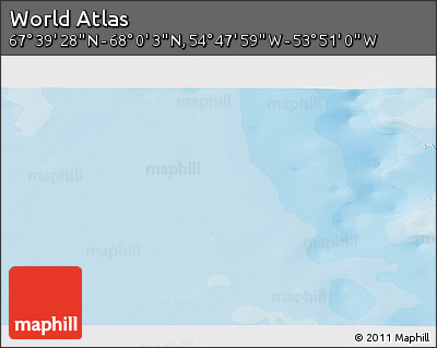 Political 3D Map of the Area around 67° 49' 45" N, 54° 19' 30" W
