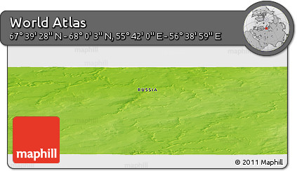 Physical Panoramic Map of the Area around 67° 49' 45" N, 56° 10' 29" E