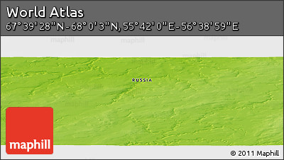Physical Panoramic Map of the Area around 67° 49' 45" N, 56° 10' 29" E
