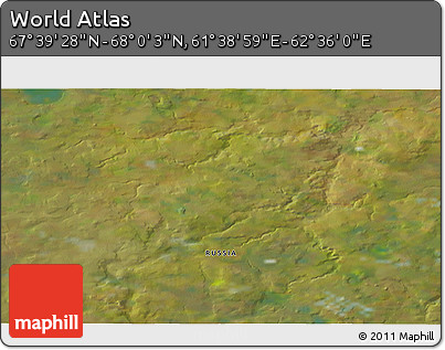 Satellite 3D Map of the Area around 67° 49' 45" N, 62° 7' 30" E