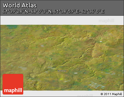 Satellite 3D Map of the Area around 67° 49' 45" N, 62° 7' 30" E